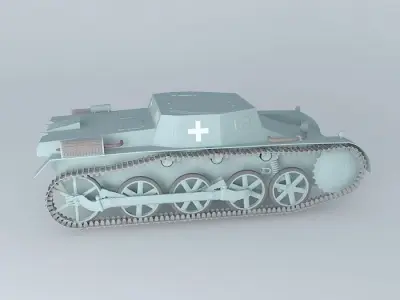 Ammunition tug on - Panzerkampfwagen I Ausf A (German tank) 3D model