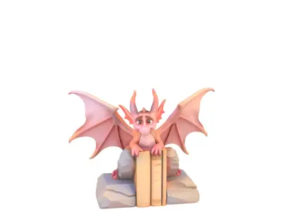 Exquisite 3D Gargoyle Bookend Model with Stone 3D model
