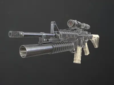 Rifle M4A1 Low-poly 3D model