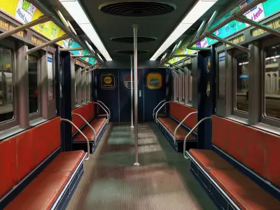 Subway Car Interior Low-poly 3D model purchase