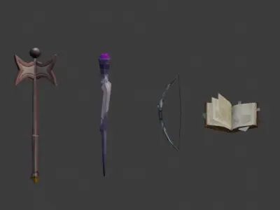 Fantasy Weapon Stylized Pack Low-poly 3D model