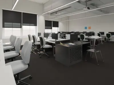 Computer Laboratory Classroom Interior Scene 3D model