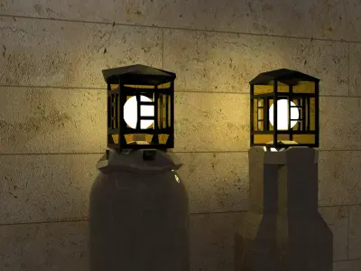 fence lights Low-poly 3D model