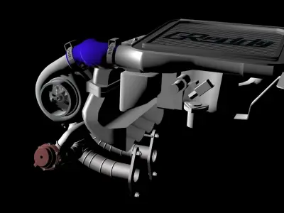 Rotary 13B T Turbo Setup 3D model