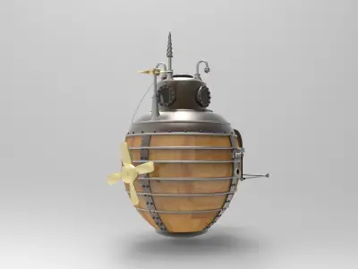 historical concept of old submarines 3D model
