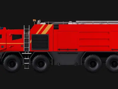 Military Firetruck Low-poly 3D model