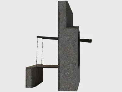 Medieval drawbridge gate with animation Low-poly 3D model