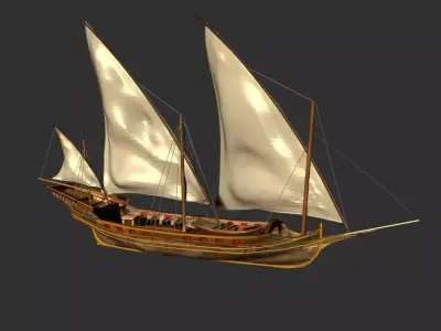 chebec algerian war fishing ship 3D model