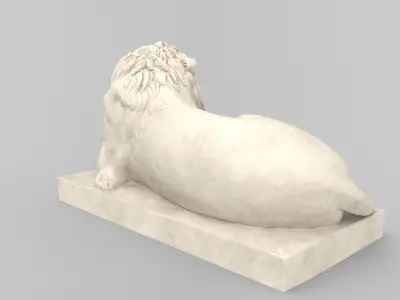 Marble Recumbent Lion 3D Model