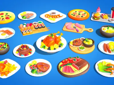 Casual Food Low-poly 3D model