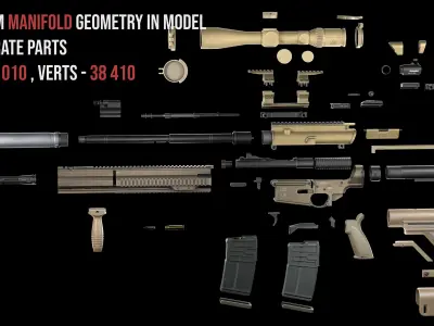 Tactical Modular Sniper Rifle HK G28 Low-poly 3D model
