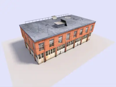 warehouse 1 old building with roof Low-poly 3D model