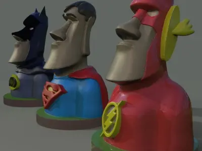 Justice League Moai 3D print model