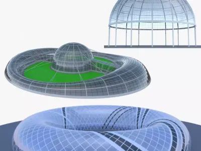 Dome glass buildings 3D Model Collection