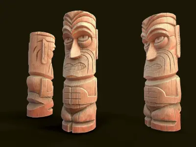 Stylized Wood Totem 1 Low-poly 3D model