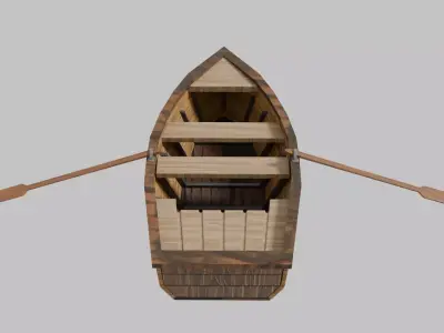 Low Poly 3D Rowboat Model - PBR Texture Low-poly 3D model