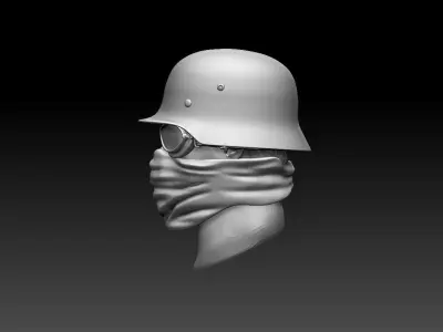 helmet with glasses and bandana 3D print model