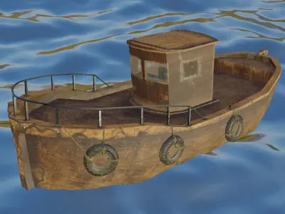 Boat lowpoly rusty Low-poly 3D model
