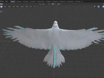 Eagle base mesh Low-poly 3D model