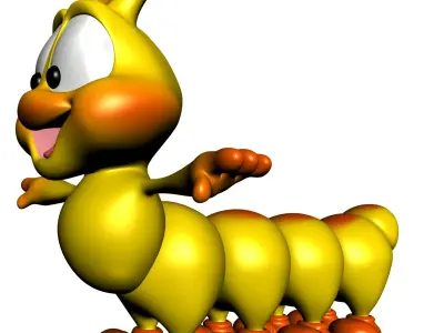 Cartoon Caterpillar Rigged Low-poly 3D model