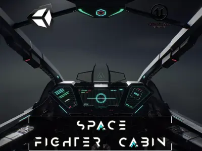Cockpit Space Fighter Game Ready 4K Low-poly 3D model
