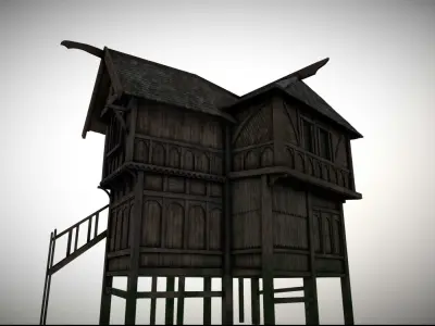 Medieval lake village - House 17 Low-poly 3D model