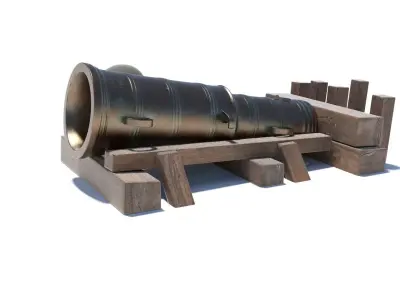 Medieval stone cannon supergun Faule Mette Low-poly 3D model