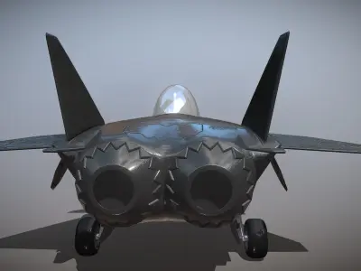 Cartoon Airplane J-20 Low-poly 3D model