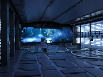spaceship space station futuristic sci-fi fantasy 3D model 2