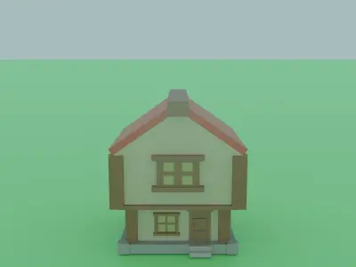 Medieval Cartoon Style Low Poly Game Ready House Set Low-poly 3D model