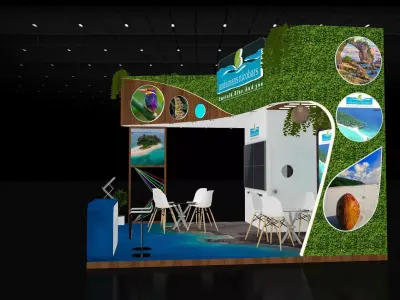 5mtr x 5mtr expo stall 3side open Exhibition Stand Free low-poly 3D model