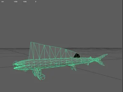 Lancet fish Low-poly 3D model