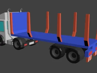 Low Poly Truck garbage Low-poly 3D model