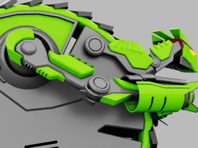 DRAGON BOT rigged - animated 3D model