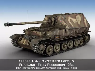 Ferdinand Tank destroyer - Tiger P - 231 3D model