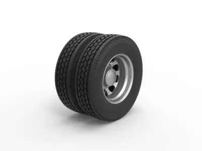 Rear custom wheel of semi truck Version 22 Scale 1 to 25 3D print model