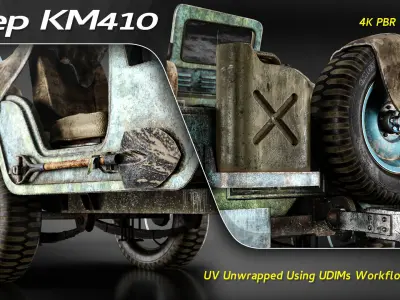 Classic Jeep Km410 With Boat 3D model