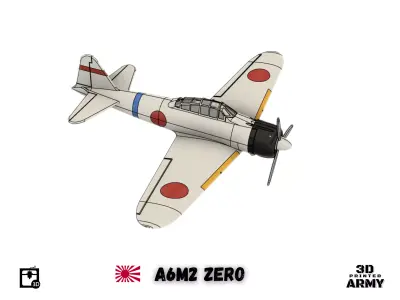 Mitsubishi A6M2 Zero -warbird scalemodel -STL files for 3D print 3D print model