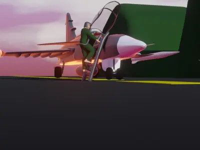 Jas 39 Low-poly rigged and pilot Low-poly 3D model
