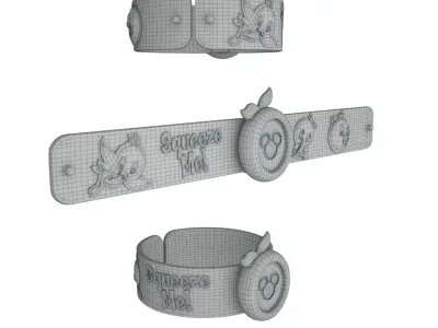 Orange Bird MagicBand Slap Bracelet 3D model