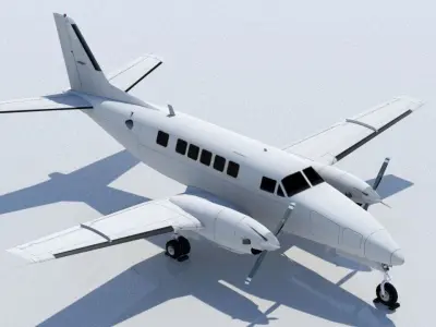 Beechcraft Low Poly Model 99 Static Model Blank Conmuter  Low-poly 3D model
