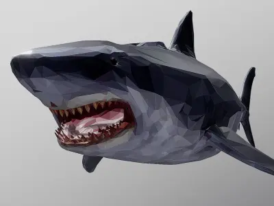 Dark Shark Low Polygon Art Ocean Fish Low-poly 3D model