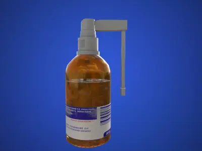 3D Pharmaceutical Spray Bottle with Packaging Low-poly 3D model