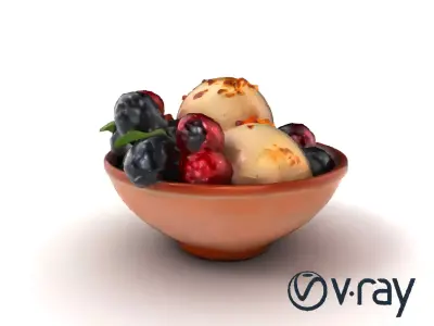 Historic-inspired Clay Bowl with Wild Berry Sorbet model pack Low-poly 3D model