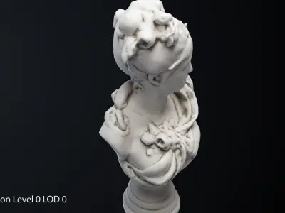 Bust Young Woman Low-poly 3D model