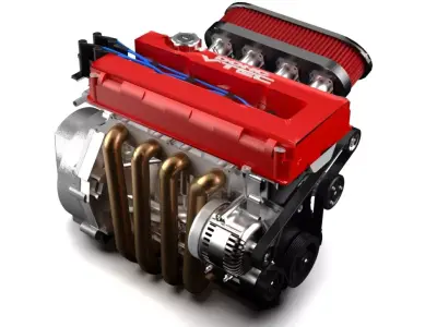 Honda B16A Engine Low-poly 3D model