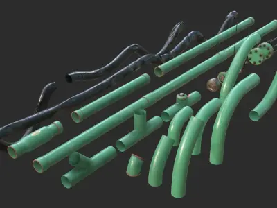 Modular Pipes - Oil Pipelines Low-poly 3D model