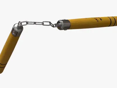 Nunchaku Bruce Lee in wood Low-poly 3D model