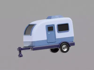 Campervan Caravan Cartoon Low-poly 3D model