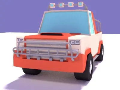 LowPoly Truck cartoon Low-poly 3D model